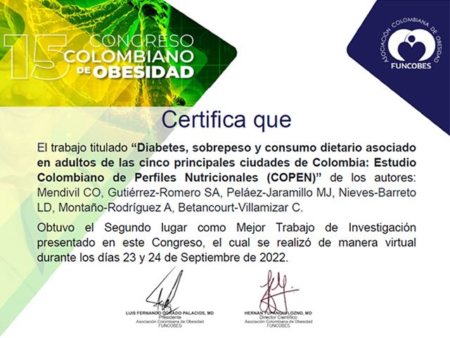 Certificado 15 Congreso de Obesidad